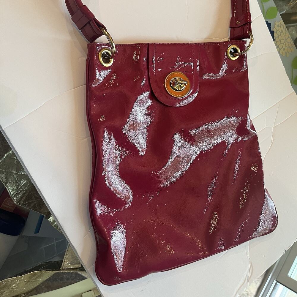 Kate Landry Large Pink Patent Leather Shoulder Bag Purse